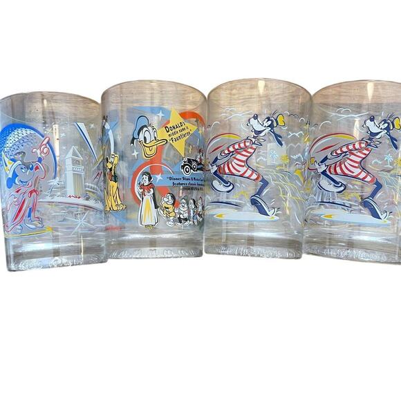 McDonald's Disney Drinking Glasses 1996 25th Anniversary Lot of 04 Glasses - Picture 1 of 8